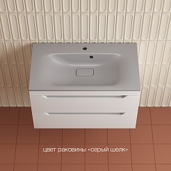 Style Line Тумба с кварцевой раковиной серый шелк Остин 80 подвесная жасмин – фотография-2